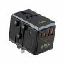 Ceļojumu lādētājs Dudao A35Pro 35W ar 3× USB-C un 2× USB-A, maināmi kontaktdakšas EU/UK/AUS/US/JP — melns