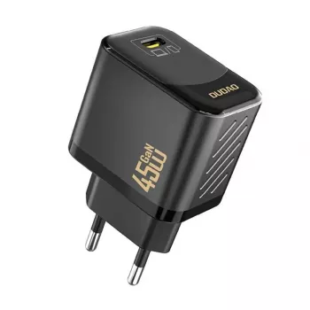 Sienas lādētājs Dudao A28 45W GaN USB-C, melns — viena porta ātrais lādētājs