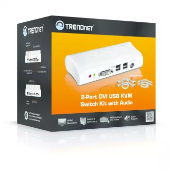 KVM slēdzis Trendnet TK-204UK 2 portu DVI USB ar audio komplektu