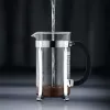 Franču preses kafijas automāts BODUM Chambord 8 tases, melns rāmis ar hromu un stikla krūzi