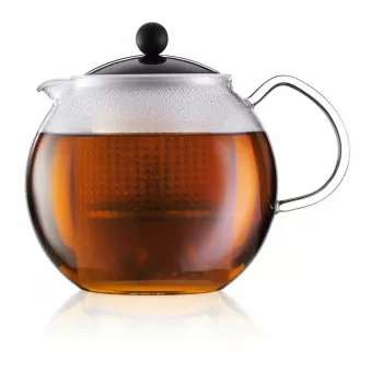 Tējkanna BODUM Assam Single 500 ml — melns rokturis, caurspīdīgs stikls
