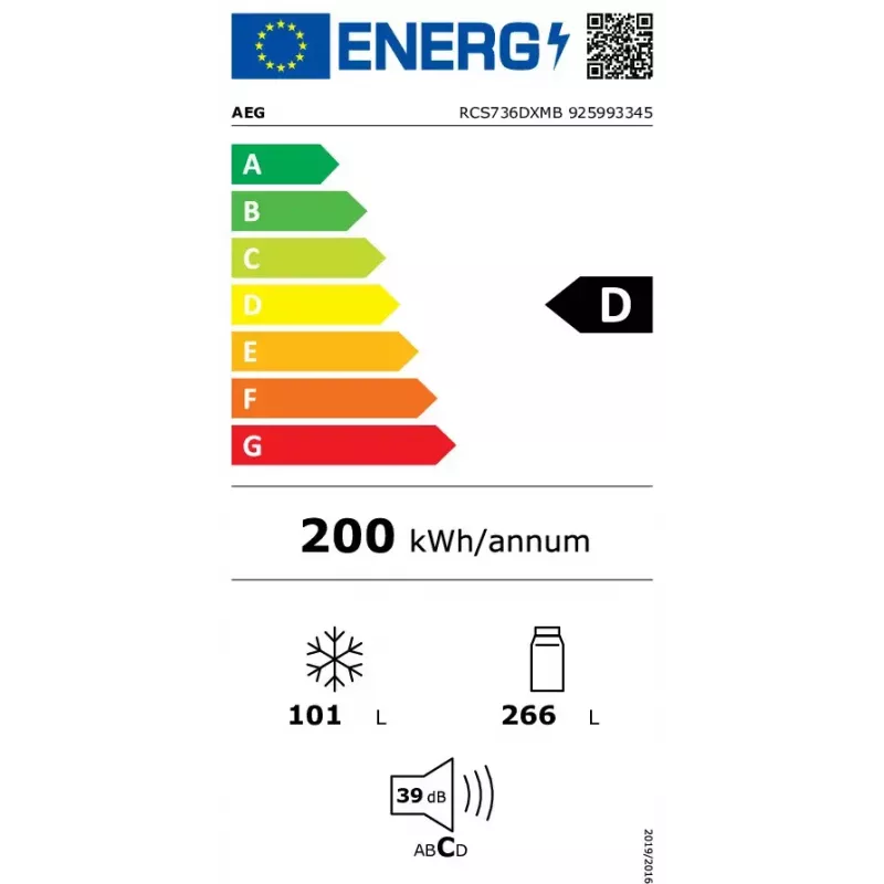 Ledusskapis AEG RCS736DXMB 367 L