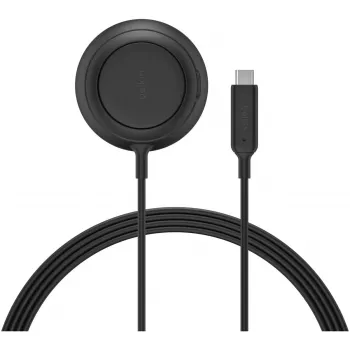 Belkin UltraCharge 25W Qi2 bezvadu uzlādes paliktnis ar statīvu un barošanas adapteri, melns