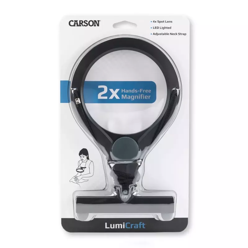 Rokas palielināmais stikls Carson LumiCraft 2x, LED, ar baterijām, melns, 135×23×226 mm