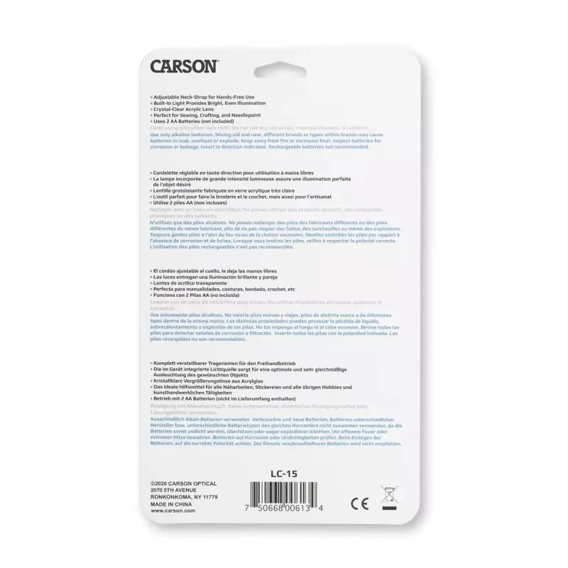 Rokas palielināmais stikls Carson LumiCraft 2x, LED, ar baterijām, melns, 135×23×226 mm