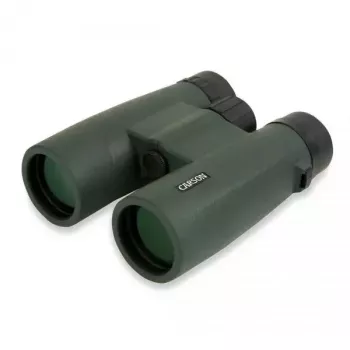 Binoklis Carson JR Series 10x42 BaK-4, kompakts jumta prizmas korpuss, melns/zaļš