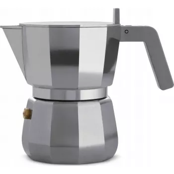 Alessi DC06/3 Moka Katliņš Sudraba Krāsā — 3 Tases, Plīts Katliņš