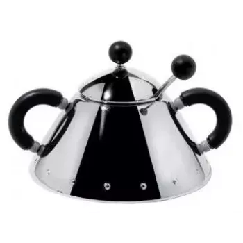 Cukurtrauks Alessi 9097 B nerūsējošais tērauds augstums 80 mm diametrs 10.5 cm melns un nerūsējošais tērauds