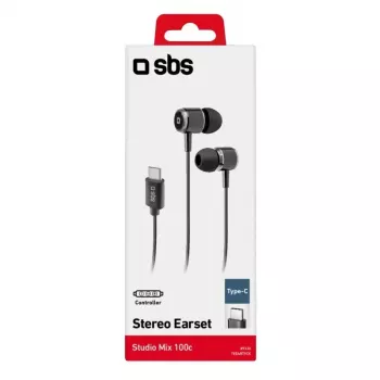 SBS TEEARTYCK vadu austiņas ar USB Type-C savienotāju, melnas