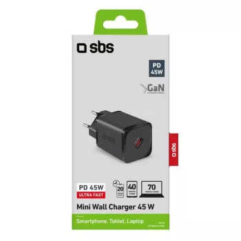 Mobilās ierīces lādētājs SBS TETRGAN1C45W 45W GaN ātrā uzlāde Melns