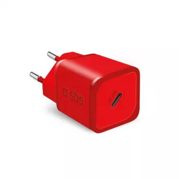 Lādētājs SBS Mobile TETRGAN1C20R — 20W USB-C AC iekštelpu lādētājs viedtālrunim, planšetei, viedpulkstenim, austiņām (sarkans)