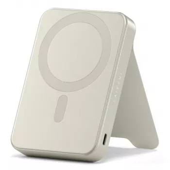Pārnēsājams akumulators Satechi ST-B10Q2SW 10000 mAh, bezvadu uzlāde, smilšu krāsa