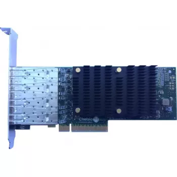 Tīkla adapteris Chelsio T540-LP-CR — 4 porti 1/10GbE SFP+, zema profila, PCIe x8 Gen3, 32K savienojumi