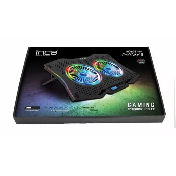 Dzesēšanas paliktnis klēpjdatoriem INCA INC-606TGS, līdz 45,7 cm (18 collu) ekrāniem, 2 ventilatori 11,5 cm, USB barošana, melns