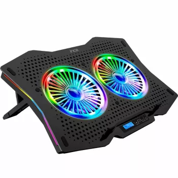 Dzesēšanas paliktnis klēpjdatoriem INCA INC-606TGS, līdz 45,7 cm (18 collu) ekrāniem, 2 ventilatori 11,5 cm, USB barošana, melns