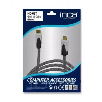 HDMI kabelis Inca IHD-03T 3 m HDMI Type A vīrietis-vīrietis Pelēks