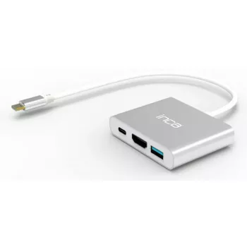 USB Type-C saskarnes centrmezgls INCA ITPC-04T — HDMI, Thunderbolt 3, USB 3.2 Gen1, 5000 Mbit/s, 2160p, Sudrabs/Balts