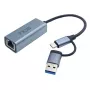 USB centrmezgls Inca IUTP-01TX Type-A Type-C Gigabit Ethernet Zils