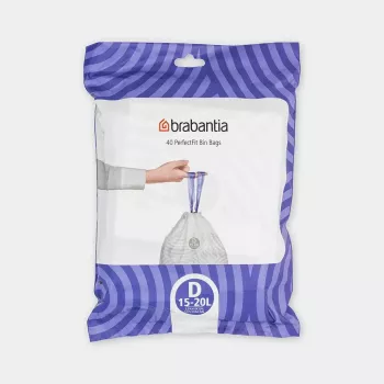 Atkritumu maisi BRABANTIA 138164, 20 L, balti, plastmasa, 40 gab., 545×435 mm
