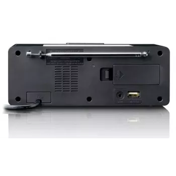 Modinātājs Lenco CR540BK — FM radio, 1.2 collu LED displejs, regulējama nakts gaisma, USB lādētājs, stereo skaļruņi