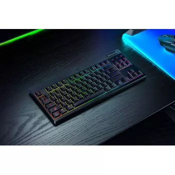 Razer BlackWidow V4 Low-Profile Tenkeyless HyperSpeed tastatūra spēlēm USB RF Bluetooth QWERTY US International melna