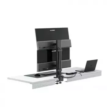 Monitora stiprinājums ALOGIC ED34VMSSGR – skrūvspīļu statīvs diviem ekrāniem līdz 34 collām, 12 kg, pelēks