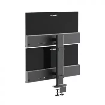 Monitora stiprinājums ALOGIC ED34VMSSGR – skrūvspīļu statīvs diviem ekrāniem līdz 34 collām, 12 kg, pelēks