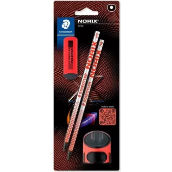Koka grafīta zīmuļi Staedtler Noris HB ar dzēšgumiju — sudraba koraļļu krāsā, 2 gabalu komplekts