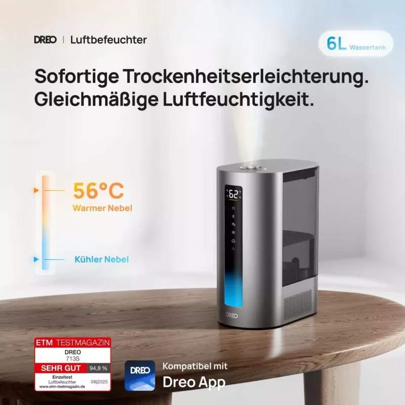 Dreo gaisa mitrinātājs 813S, 6L, 48h, Smart