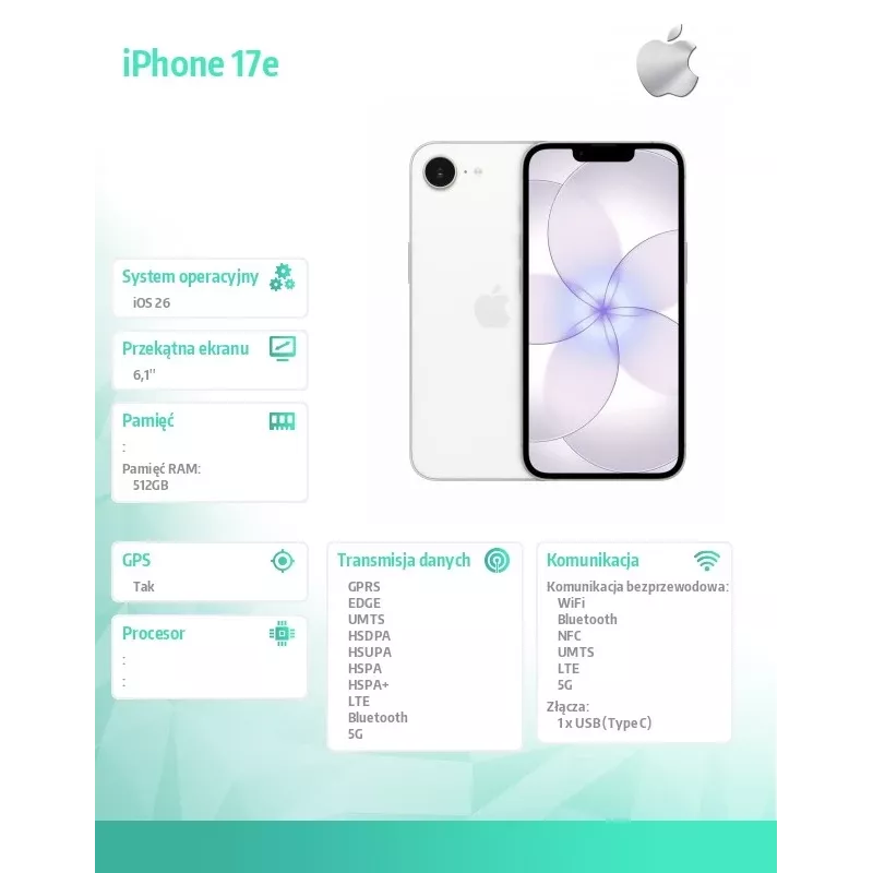 Apple iPhone 17e 512GB Balts