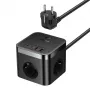 Baseus PowerCombo universālais pagarinātājs iekštelpām Melns