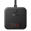 Baseus PowerCombo universālais pagarinātājs iekštelpām Melns