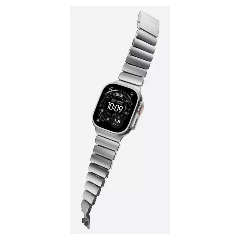 NOMAD Stratos Band - titāna aproce Apple Watch 49mm ar FKM (dabīgs titāns, melns FKM)