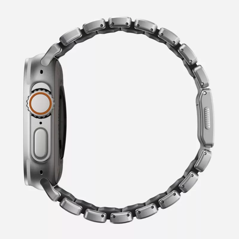 NOMAD Stratos Band - titāna aproce Apple Watch 49mm ar FKM (dabīgs titāns, melns FKM)