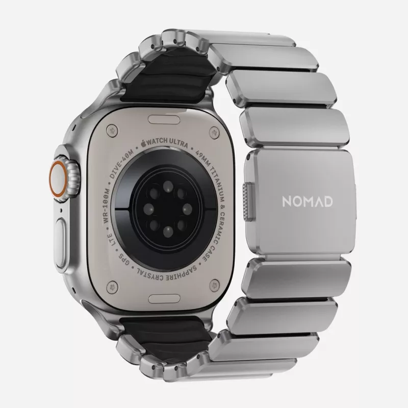 NOMAD Stratos Band - titāna aproce Apple Watch 49mm ar FKM (dabīgs titāns, melns FKM)