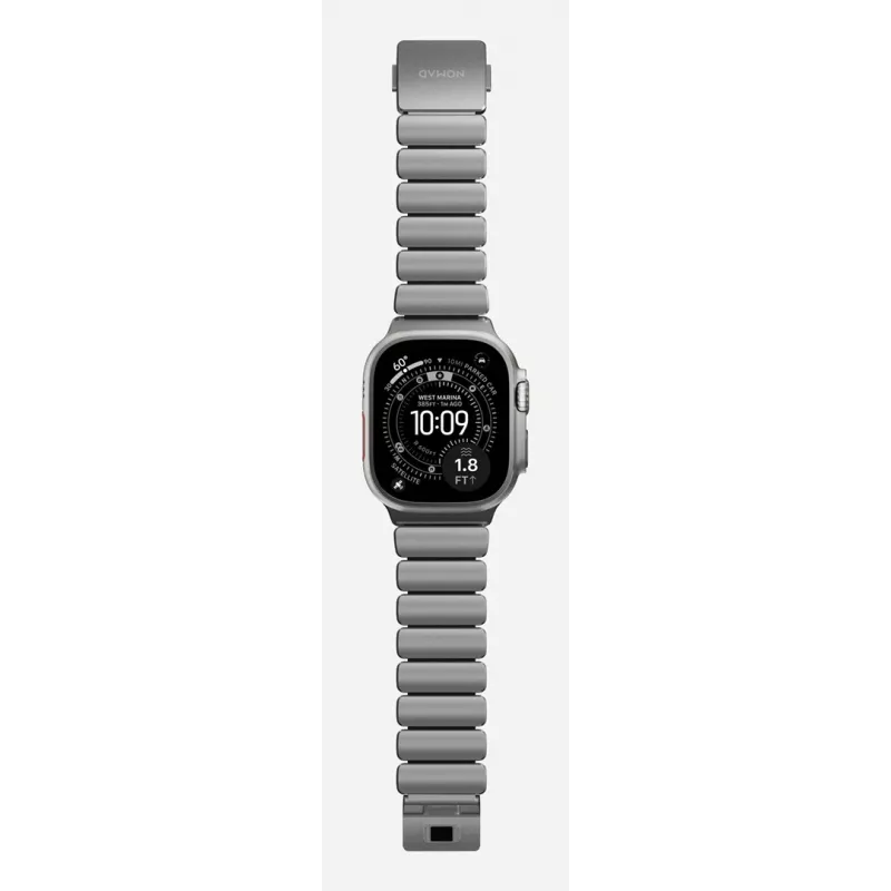 NOMAD Stratos Band - titāna aproce Apple Watch 49mm ar FKM (dabīgs titāns, melns FKM)