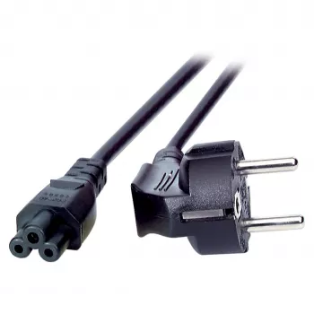 EFB strāvas vads ar iezemētu kontaktdakšu 90° - C5 180°, melns, 1,8 m, 3 x 0,75 mm²