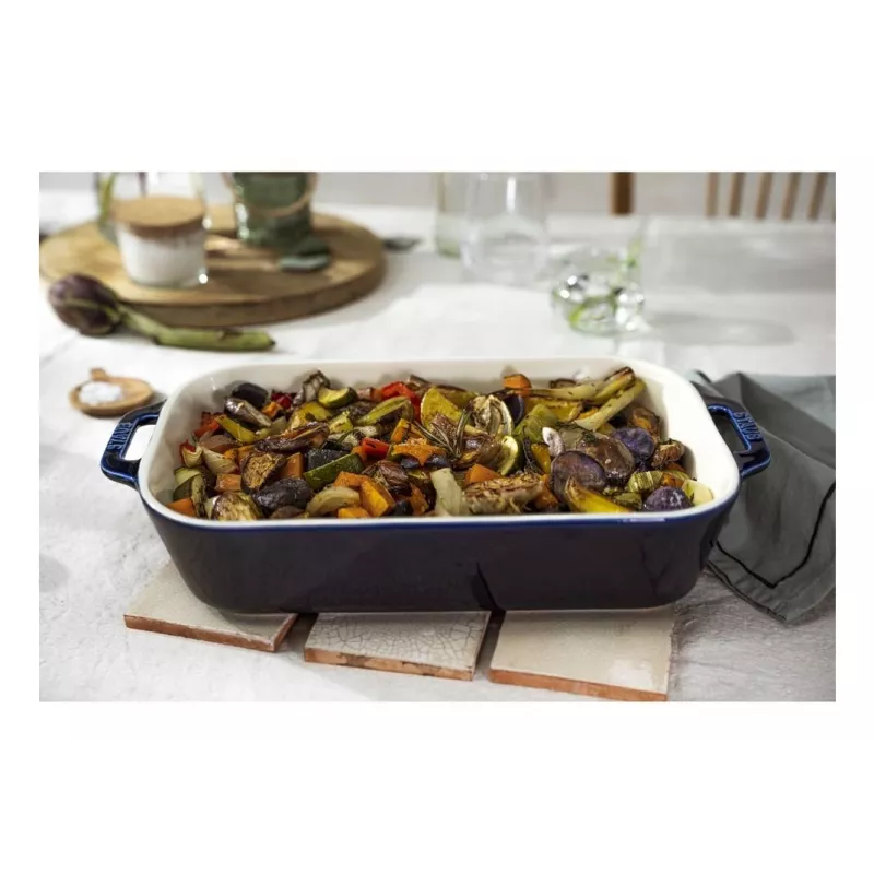 Staub Keramikas Taisnstūra Trauks, tumši zils, 34x24x7.6 cm