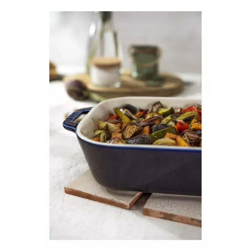 Staub Keramikas Taisnstūra Trauks, tumši zils, 34x24x7.6 cm