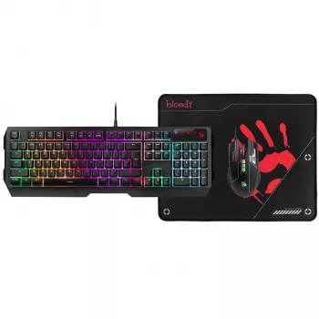 A4TECH BLOODY USB B1700 B140N +ES7 + BP-50M USB/Esports Melns USB komplekts klaviatūra+pele+paliktnis
