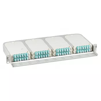 Rack stiprinājums 1U FTTH moduļu nesējs EFB Elektronik FTTH-BGT-1HE — 19 collu 48.3 cm, 8 moduļu sloti, priekšējais kabeļu tekne, līdz 96 LC portiem 1U