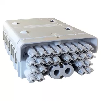 FTTH IP65 āra šķiedru optikas sadales kārba FTTH-BOX-OUT-5 48 šķiedrām, 24 adapteriem, ar savienojuma paliktni