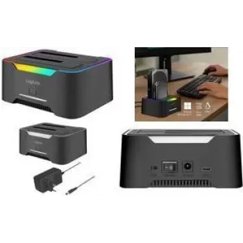 Doko stacija LOGILINK Quickport QP0036, USB 3.2, 2 porti 2.5/3.5 collu SATA HDD/SSD