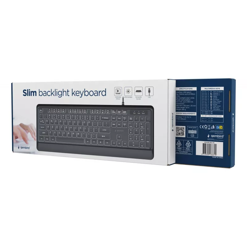 Multivides USB tastatūra ENG/MELNA KB-UML-04 Gembird
