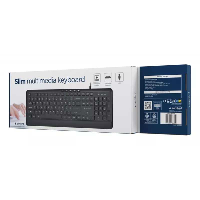 Klaviatūra Multimedia USB ENG/MELNA KB-MCH-05 Gembird