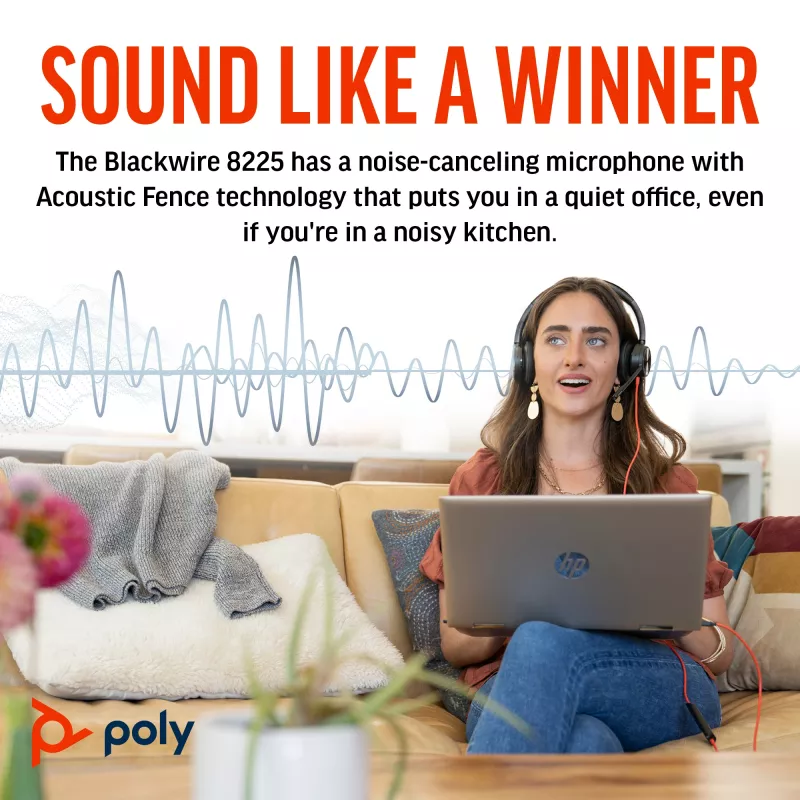 HP Poly Blackwire 8225 Stereo USB-C Austiņas + USB-C/A Adapteris