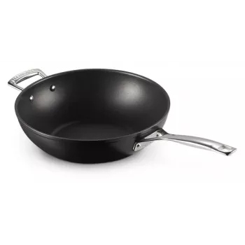 Le Creuset rūdīts nepiedegošs wok 30 cm melns/sudrabs