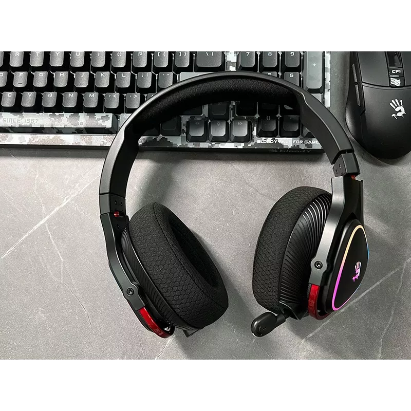 A4Tech 47751 Bloody MR710 RGB spēļu bezvadu austiņas, melnas