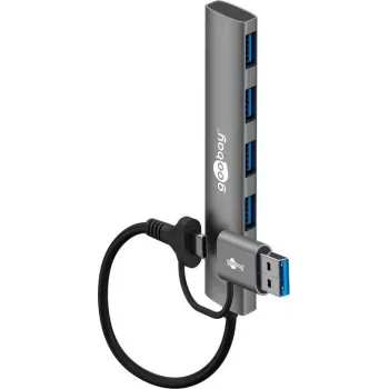 Goobay 2in1 Slim 4-Port USB-Hubs, 5 Gbit/s (79149)