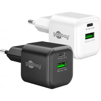 Goobay 20 W USB-C PD GaN Divu Portu Ātrais Lādētājs Nano Balts (79621)